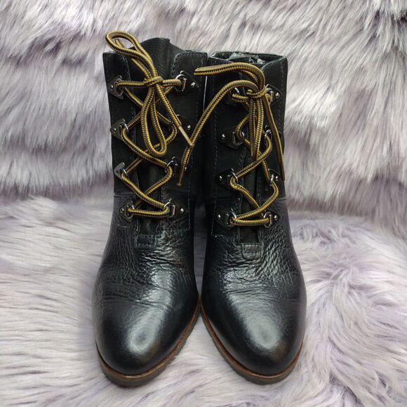 Franco Sarto Wedge Booties The Artistic Leather Collection Womens Size 7 Black - Picture 3 of 9